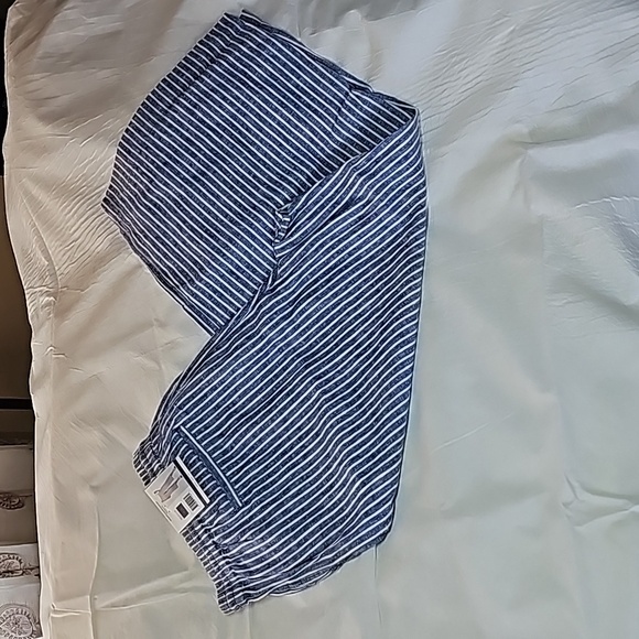 beachlunchlounge Pants - BeachLunchLounge Cropped Linen Striped Pants Size XXL